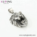 33383 xuping fashion black gun color Stainless Steel jewelry lion head cross pendant